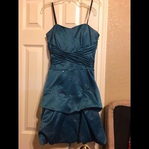 Blue strapless dress
